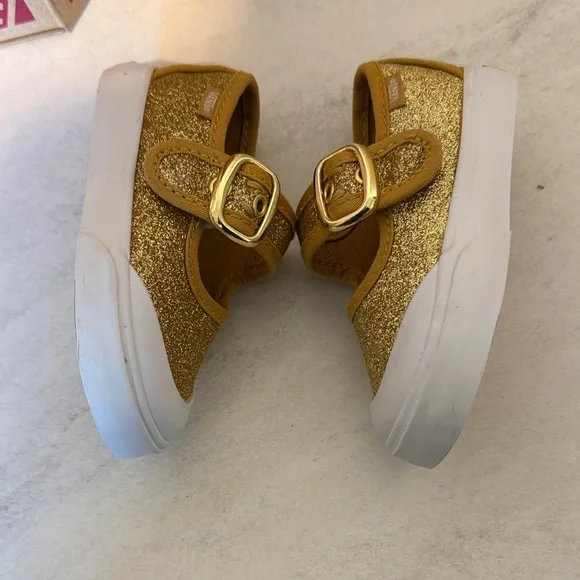 Gold Glitter vans Mary Jane’s Shoes size 5.5 toddler - Picture 4 of 7